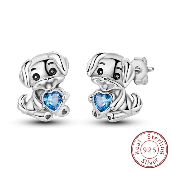 925 Sterling Silver Animal And Heart Shape Earrings For Women With Electroplating Fashion Cute Jewelry