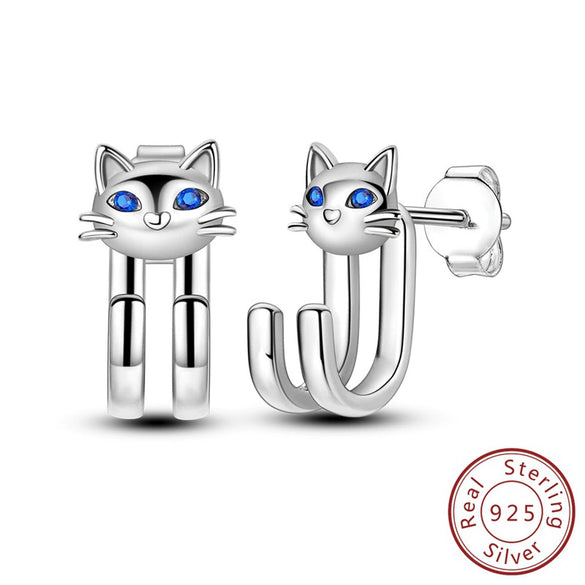 925 Sterling Silver Animal And Heart Shape Earrings For Women With Electroplating Fashion Cute Jewelry