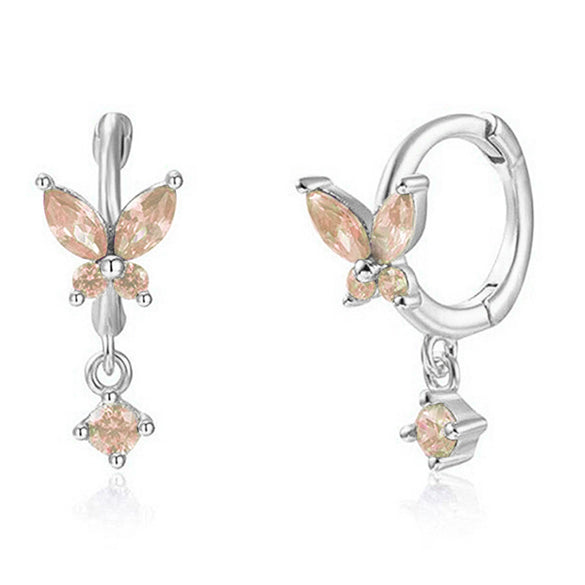 925 Sterling Silver Animal Diamond Pierced Screw Earrings