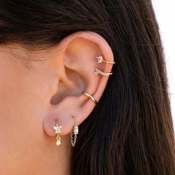 925 Sterling Silver Animal Diamond Pierced Screw Earrings