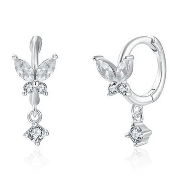925 Sterling Silver Animal Diamond Pierced Screw Earrings