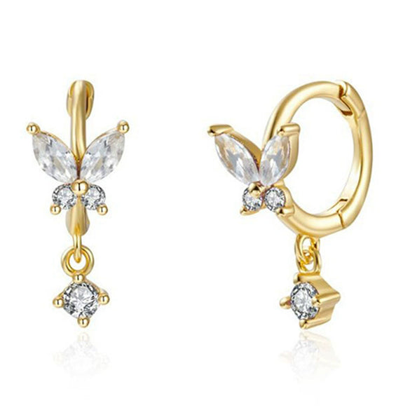 925 Sterling Silver Animal Diamond Pierced Screw Earrings