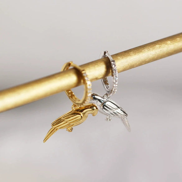925 Sterling Silver Animal Parrot Diamond Earrings For Women