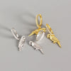 925 Sterling Silver Animal Parrot Diamond Earrings For Women