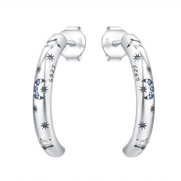 925 Sterling Silver Animal Zodiac Star Moon Earrings Electroplated Women's Fashion Jewelry