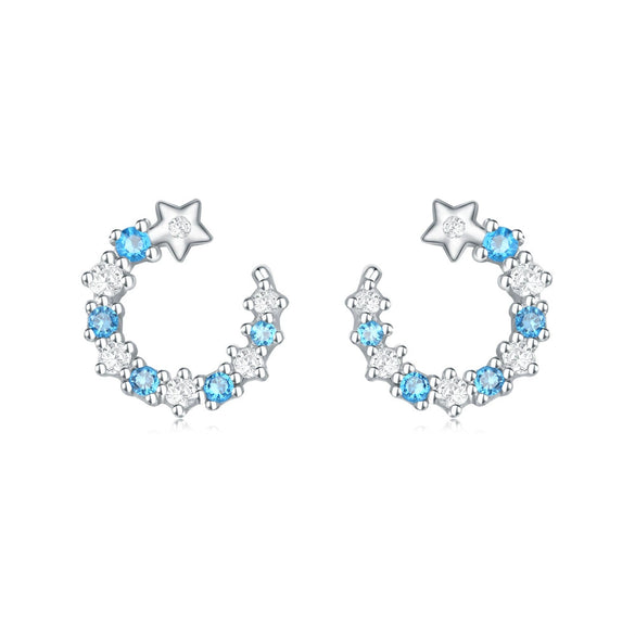 925 Sterling Silver Animal Zodiac Star Moon Earrings Electroplated Women's Fashion Jewelry