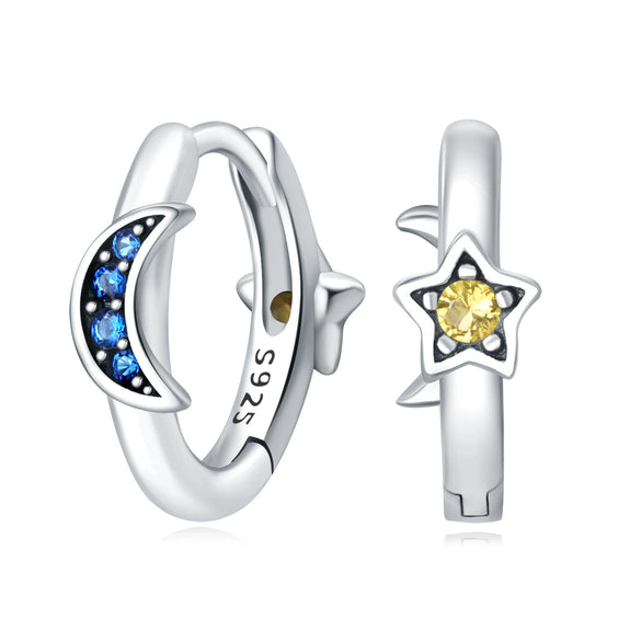 925 Sterling Silver Animal Zodiac Star Moon Earrings Electroplated Women's Fashion Jewelry