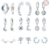 925 Sterling Silver Animal Zodiac Star Moon Earrings Electroplated Women's Fashion Jewelry