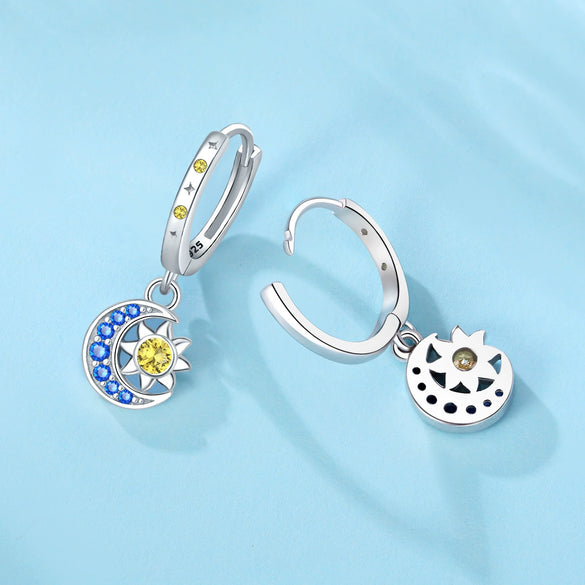 925 Sterling Silver Animal Zodiac Star Moon Earrings Electroplated Women's Fashion Jewelry