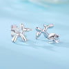 925 Sterling Silver Asymmetric Heart Shape Cat Cartoon Earrings Electroplated Women's Jewelry