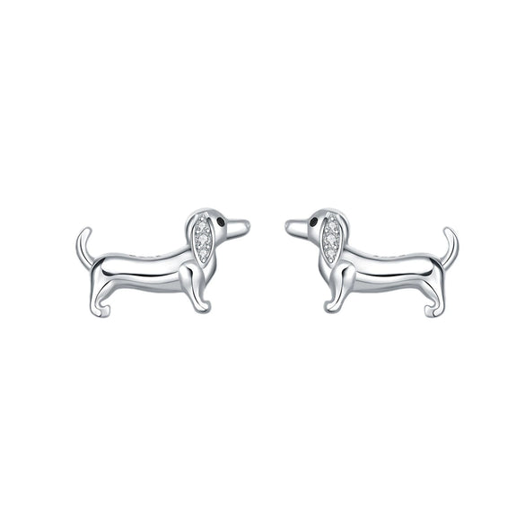 925 Sterling Silver Asymmetric Heart Shape Cat Cartoon Earrings Electroplated Women's Jewelry