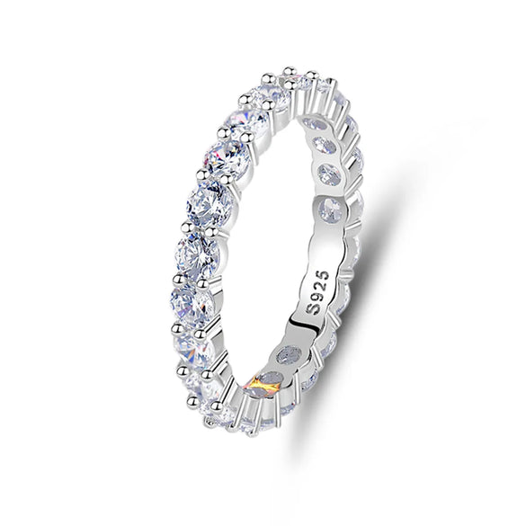 Sterling Silver Basic Simple Style U Shape Inlay Zircon Rings