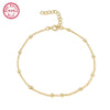 925 Sterling Silver Bead Chain Clavicle Necklace And Bracelet For Women Electroplated With Small Round Beads Niche Simple All Match Style