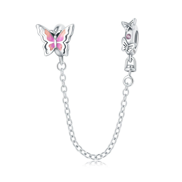 925 Sterling Silver Bead Positioning Butterfly Diy Jewelry Hanging Bracelet Accessories With Dripping Oil Design