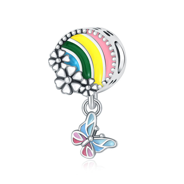 925 Sterling Silver Bead Positioning Butterfly Diy Jewelry Hanging Bracelet Accessories With Dripping Oil Design