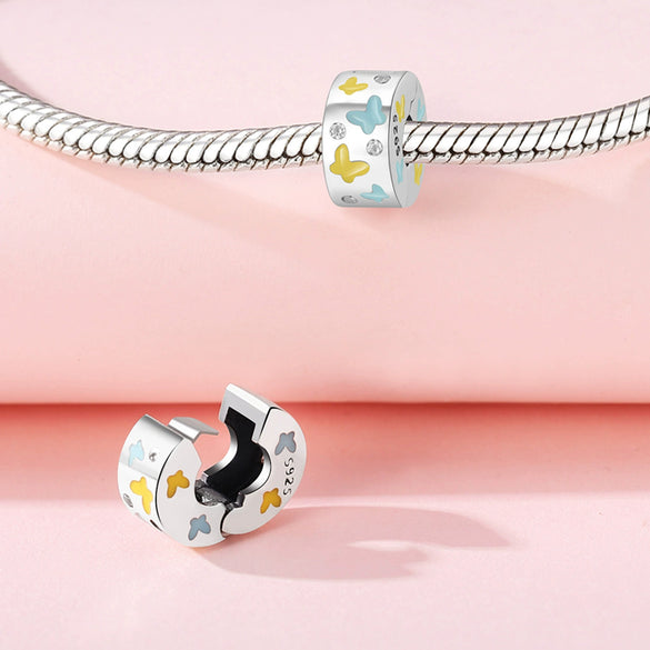925 Sterling Silver Bead Positioning Butterfly Diy Jewelry Hanging Bracelet Accessories With Dripping Oil Design