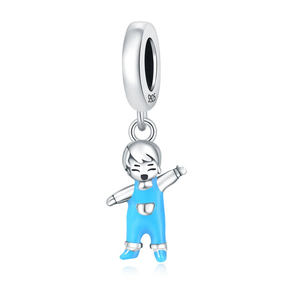 Sterling Silver Beads Diy Jewelry Accessories Bracelet Pendant With Dripping Oil Design For Boys And Girls