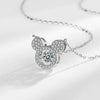 925 Sterling Silver Bear Pendant Necklace With Zircon Cross Chain Electroplated Geometric Cartoon Clavicle Jewelry For Women