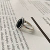 Sterling Silver Black Agate Ring Female Retro Opening Adjustable Jewelry Silver Jewelry Spot Wholesale