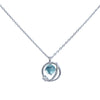 Sterling Silver Blue Crystal Glaze Geometric Pendant Necklace With Cross Chain And Diamond Finish For Women