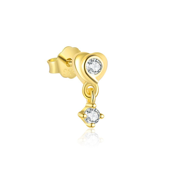 Sterling Silver Bow Zircon Earrings Women's Simple Light Luxury Design
