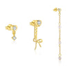 Sterling Silver Bow Zircon Earrings Women's Simple Light Luxury Design