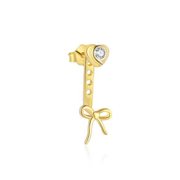 Sterling Silver Bow Zircon Earrings Women's Simple Light Luxury Design