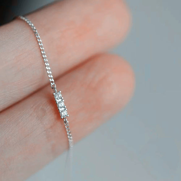 Sterling Silver 925 Bracelet Plated With 14K Gold Geometric Pattern Zircon Inlaid Diamond Design