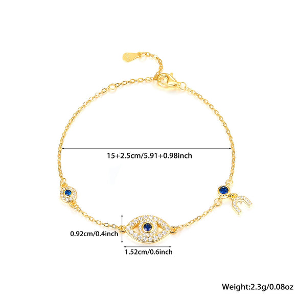 925 Sterling Silver Bracelet With Devil's Eye Inlaid Zircon And Cartoon Characters Design For Women
