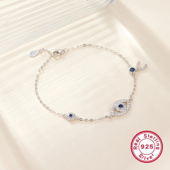 925 Sterling Silver Bracelet With Devil's Eye Inlaid Zircon And Cartoon Characters Design For Women