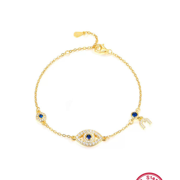 925 Sterling Silver Bracelet With Devil's Eye Inlaid Zircon And Cartoon Characters Design For Women