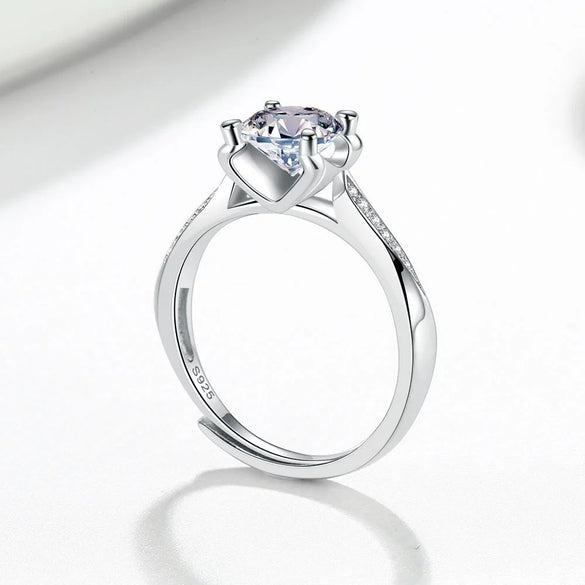 Sterling Silver Bull Head Ring With Moissanite Geometric Electroplated Adjustable Open Ring For Women