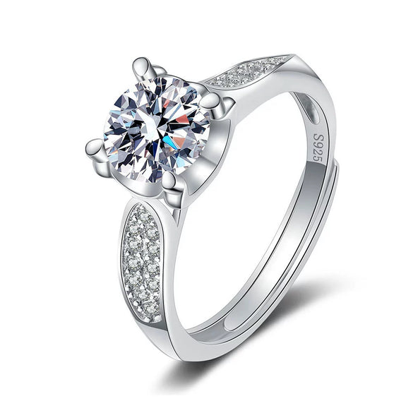 Sterling Silver Bull Head Ring With Moissanite Geometric Electroplated Adjustable Open Ring For Women