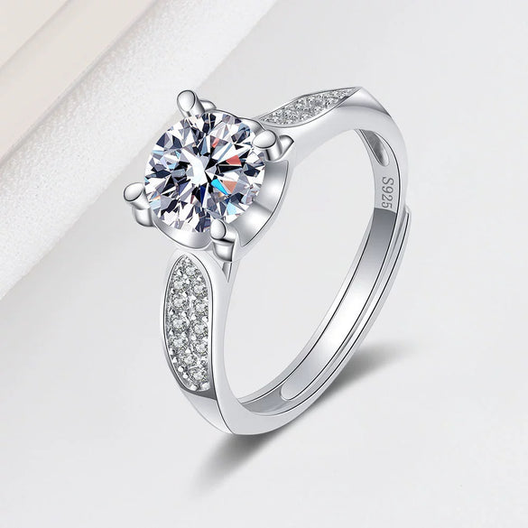 Sterling Silver Bull Head Ring With Moissanite Geometric Electroplated Adjustable Open Ring For Women