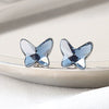 Sterling Silver Butterfly Crystal Stud Earrings Simple Exquisite Geometric Small Earrings