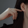 Sterling Silver Butterfly Ear Threader Earrings For Women With Long Chain Ear Stud Design