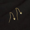 Sterling Silver Butterfly Ear Threader Earrings For Women With Long Chain Ear Stud Design