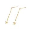 Sterling Silver Butterfly Ear Threader Earrings For Women With Long Chain Ear Stud Design