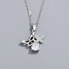 925 Sterling Silver Butterfly Pendant Necklace With Mixed Gem Inlay Electroplated Geometric Clavicle Chain For Women