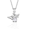 925 Sterling Silver Butterfly Pendant Necklace With Mixed Gem Inlay Electroplated Geometric Clavicle Chain For Women
