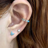 925 Sterling Silver Butterfly Piercing Screw Earrings With Colored Diamond For Women