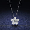 925 Sterling Silver Camellia Flower Natural Style Pendant Necklace With Moissanite