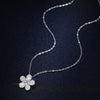 925 Sterling Silver Camellia Flower Natural Style Pendant Necklace With Moissanite