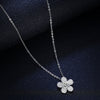 925 Sterling Silver Camellia Flower Natural Style Pendant Necklace With Moissanite
