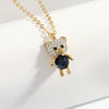 925 Sterling Silver Cartoon Bear Doll Necklace And Earring Set With Crystal Geometric Pendant Electroplated Fashion Jewelry For Women