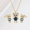 925 Sterling Silver Cartoon Bear Doll Necklace And Earring Set With Crystal Geometric Pendant Electroplated Fashion Jewelry For Women