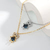 925 Sterling Silver Cartoon Bear Doll Necklace And Earring Set With Crystal Geometric Pendant Electroplated Fashion Jewelry For Women