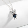 925 Sterling Silver Cartoon Bear Doll Necklace And Earring Set With Crystal Geometric Pendant Electroplated Fashion Jewelry For Women