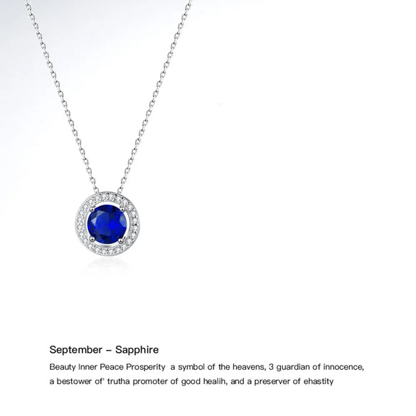 Sterling Silver Casual Hollow Out Inlay Round Zircon Pendant Necklace