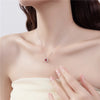 Sterling Silver Casual Hollow Out Inlay Round Zircon Pendant Necklace